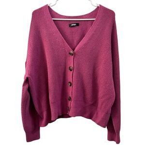 Apparis Pink Ribbed Button Front Cropped Cardigan Sweater Made in Italy Women